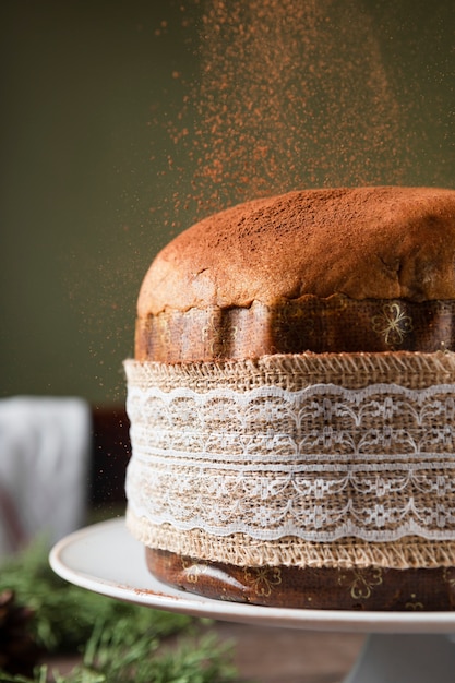 Still life assortment of delicious panettone