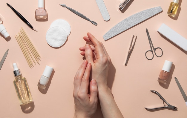 Free photo still life assortment of nail care products