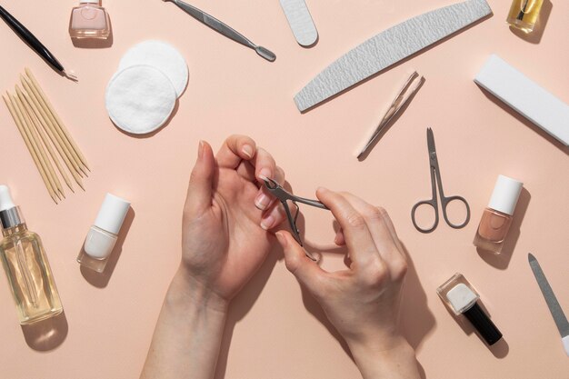 Still life assortment of nail care products