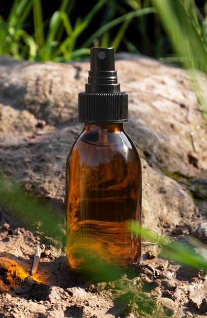 Still life of beauty products based on regenerative agriculture