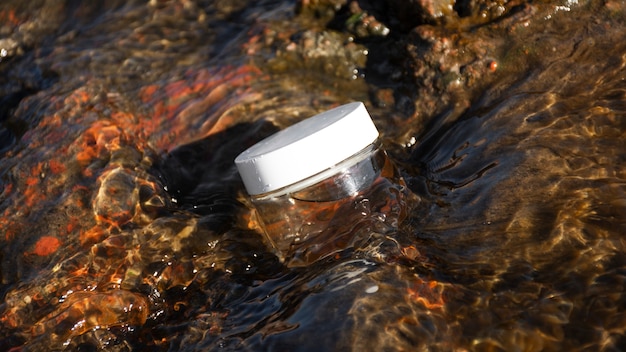 Still life of beauty products based on regenerative agriculture