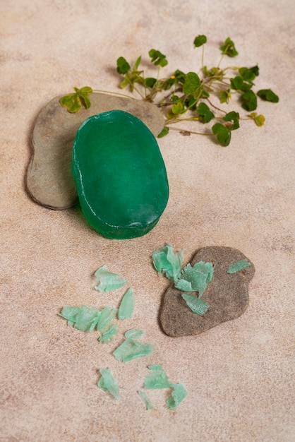 still life of beauty products based on regenerative agriculture