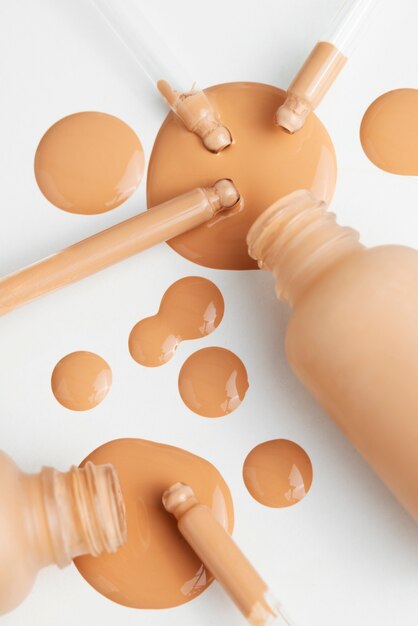 still life of beauty products spreading out