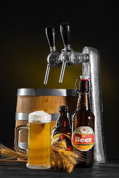 Free photo still life of beer brewing elements