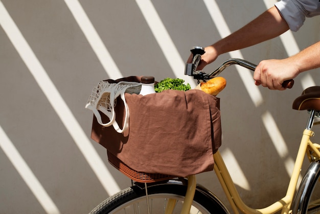 Free photo still life of bicycle basket