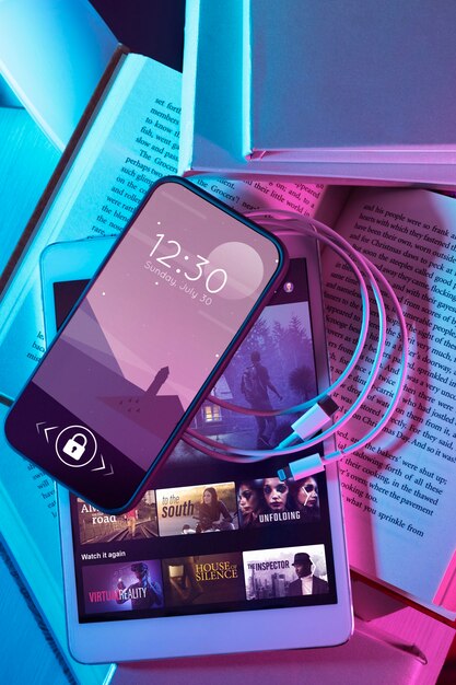 Натюрморт из книг против техники