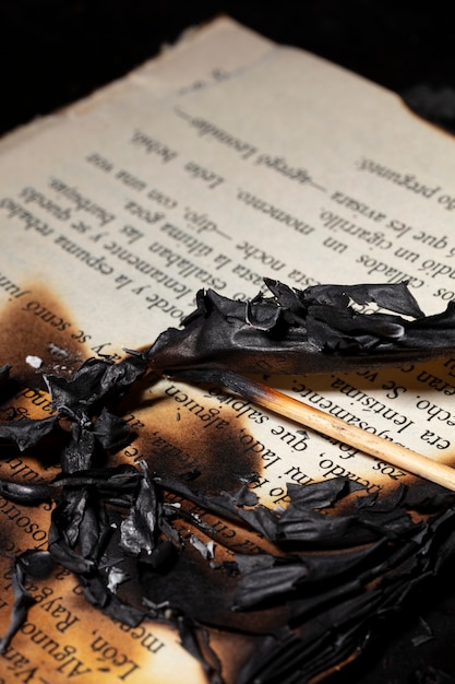 Free photo still life of burnt paper