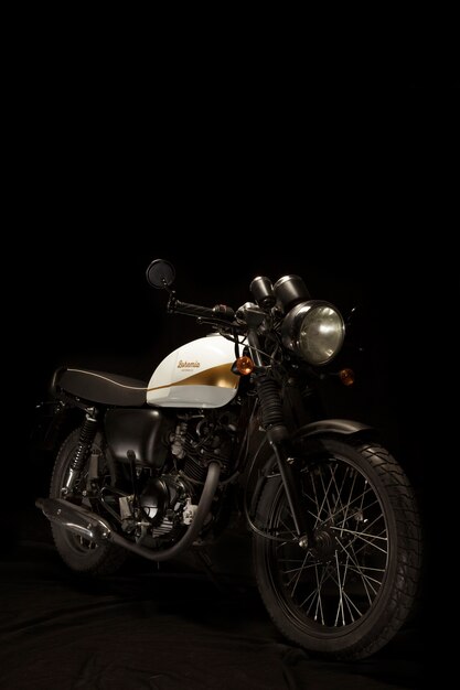 Still life of cafe racer style motorbike