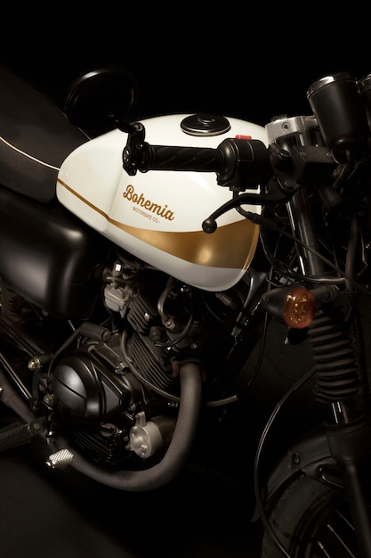 Still life of cafe racer style motorbike