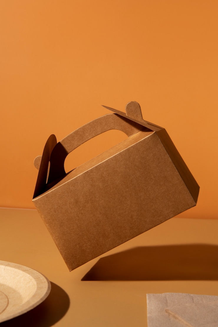 Free Photo still life of cardboard organic dinnerware