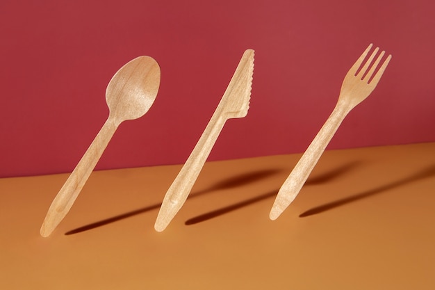 Still life of cardboard organic dinnerware