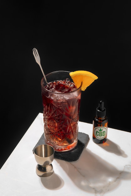 Free photo still life of cbd drink