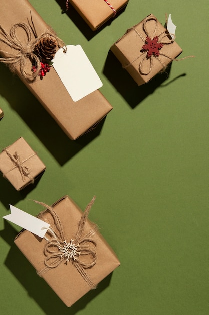 Still life of christmas gift boxes