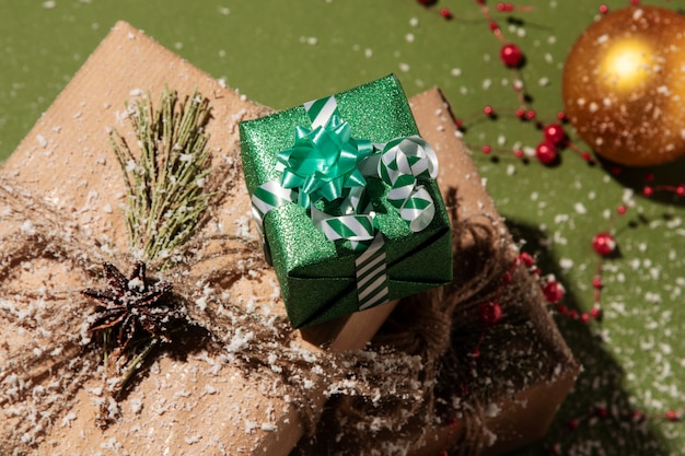 Free photo still life of christmas gift boxes