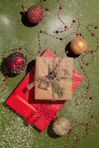 Free photo still life of christmas gift boxes