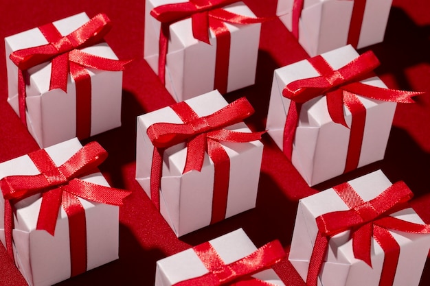 Free photo still life of christmas gift boxes