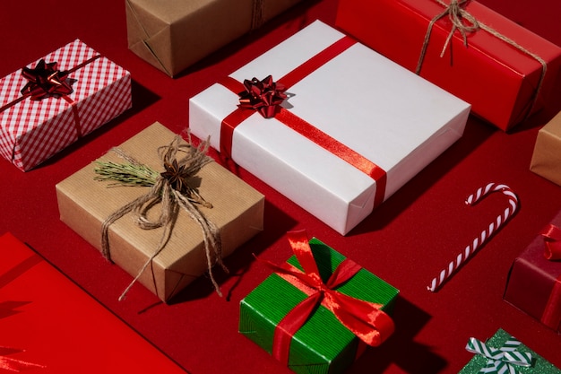 Still life of christmas gift boxes