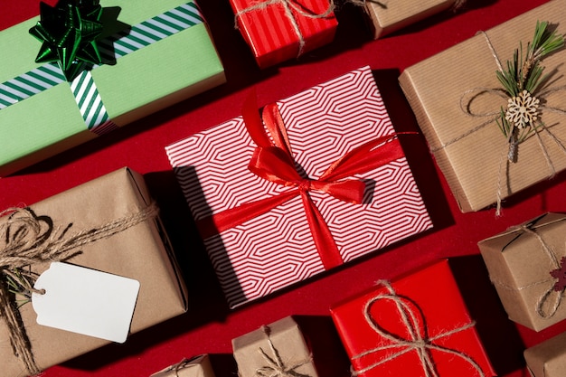 Still life of christmas gift boxes