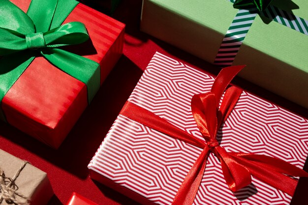 Still life of christmas gift boxes