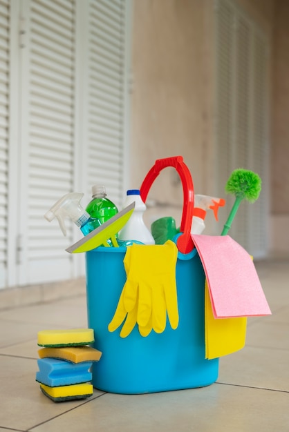 Still life of cleaning tools