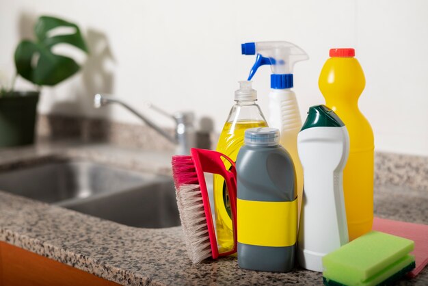 Still life of cleaning tools