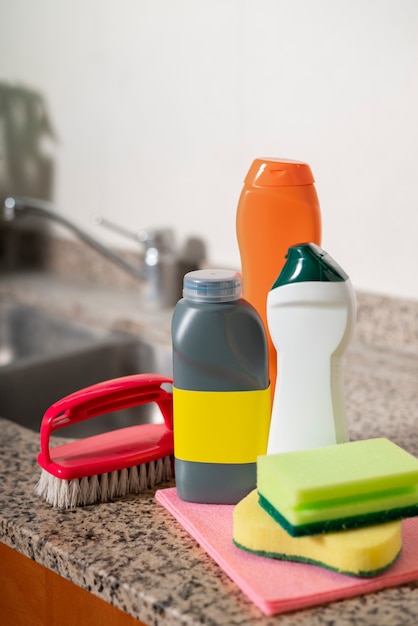 Free photo still life of cleaning tools