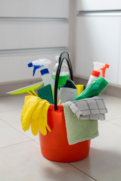 Still life of cleaning tools