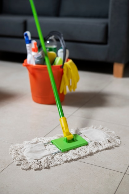 Still life of cleaning tools