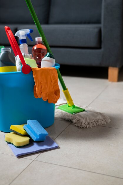 Still life of cleaning tools