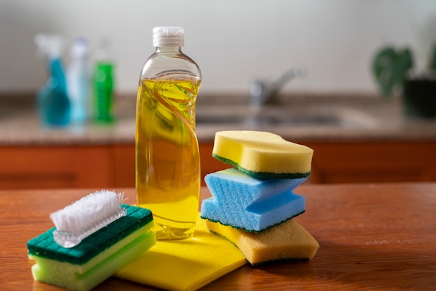 Still life of cleaning tools