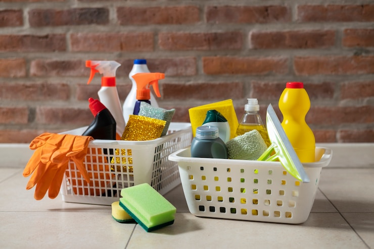 Free Photo still life of cleaning tools