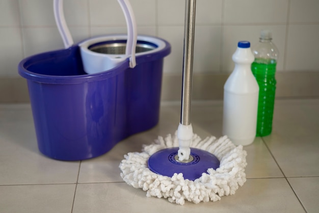 Free photo still life of cleaning tools