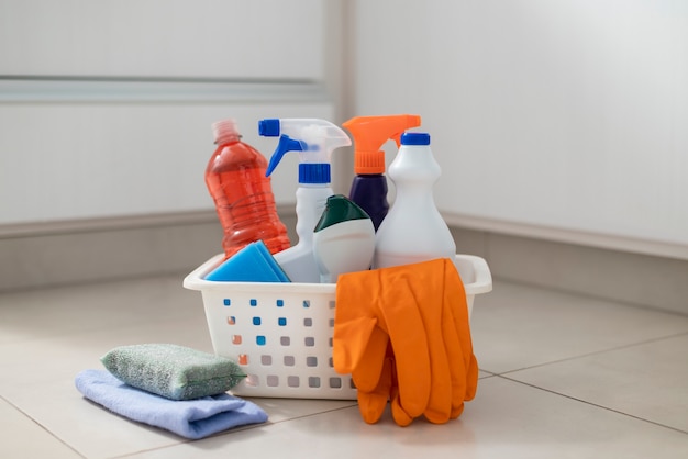 Free photo still life of cleaning tools