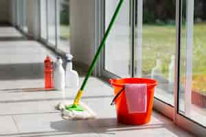 Free photo still life of cleaning tools