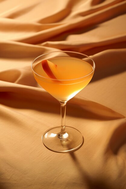 Still life of cocktail on tablecloth