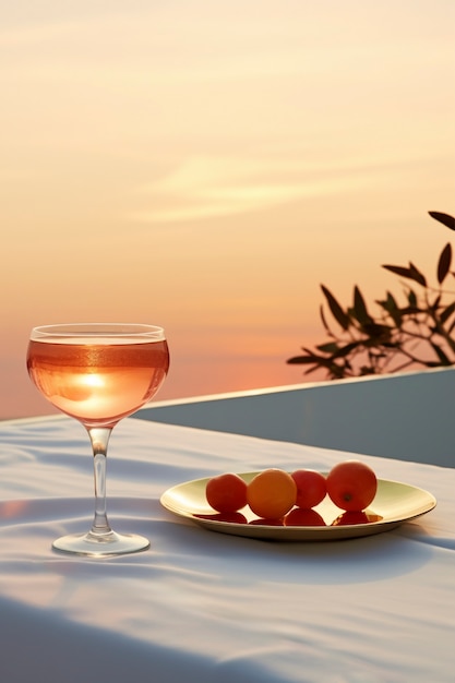 Free photo still life of cocktail on tablecloth