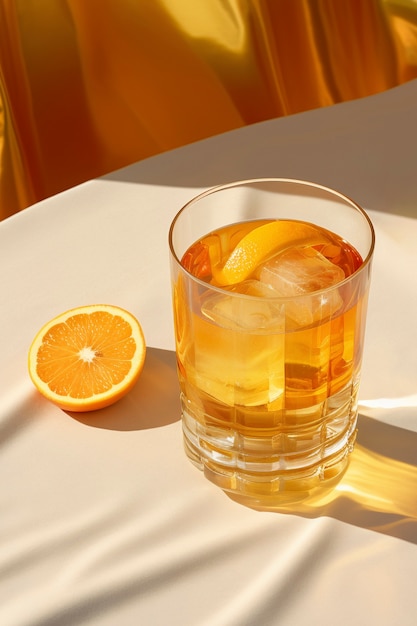 Free photo still life of cocktail  on tablecloth