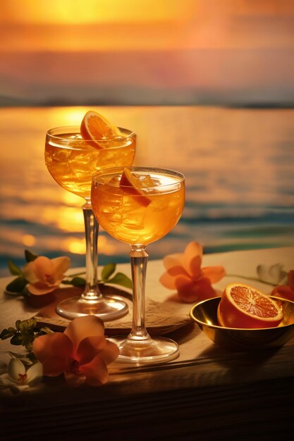 Still life of cocktail  on tablecloth