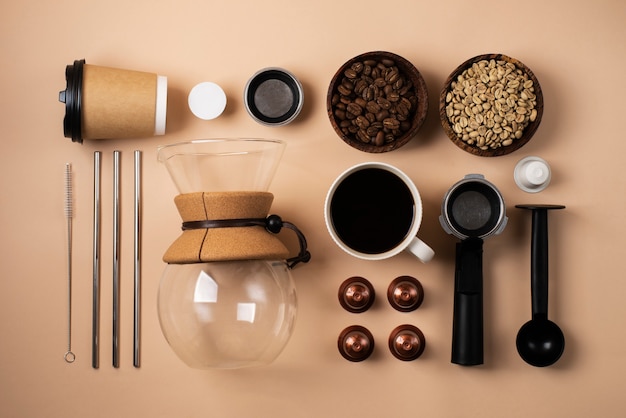 Still life of coffee tools