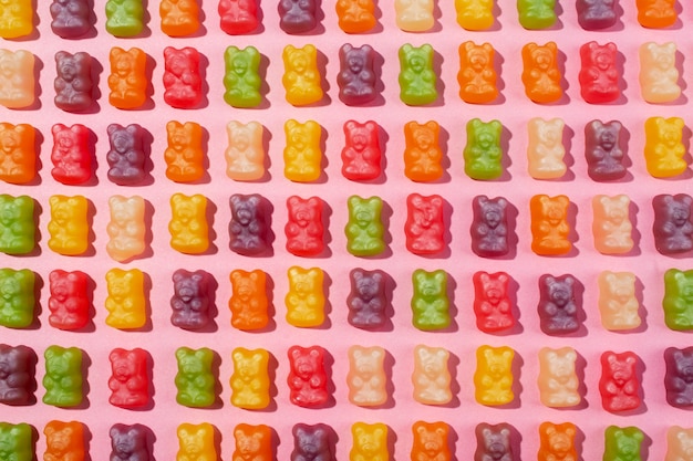 Still life of colorful gummy bears