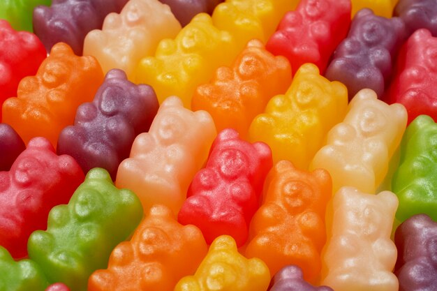 Still life of colorful gummy bears