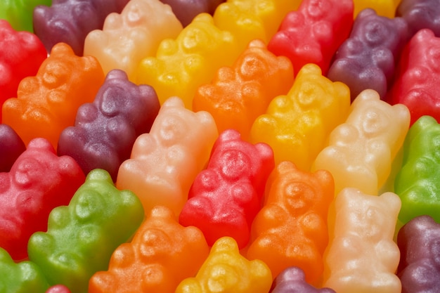 Still life of colorful gummy bears