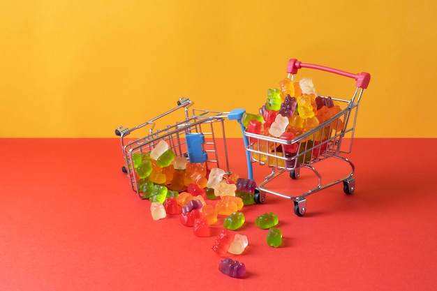 Still life of colorful gummy bears