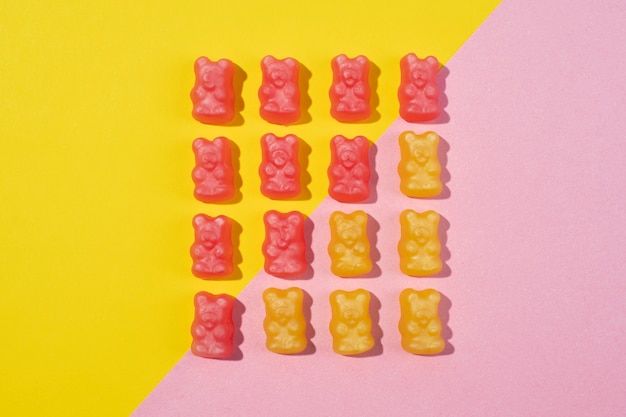 Still life of colorful gummy bears