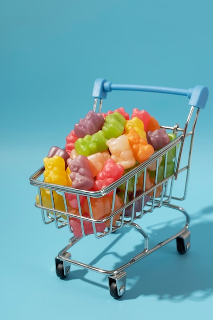 Still life of colorful gummy bears