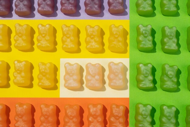 Still life of colorful gummy bears