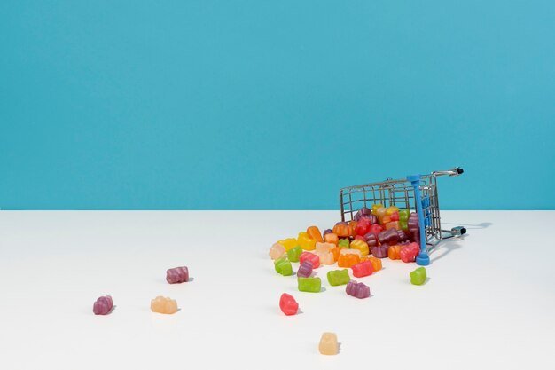 Still life of colorful gummy bears