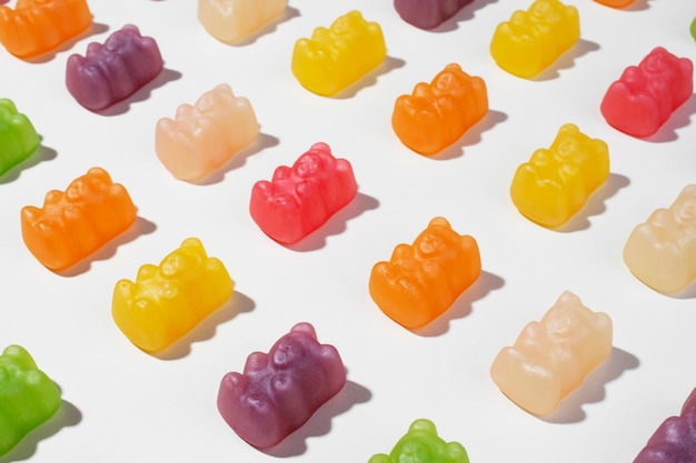 Still life of colorful gummy bears