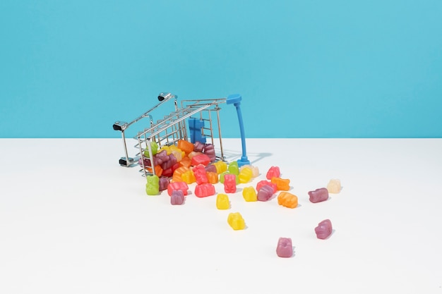 Still life of colorful gummy bears