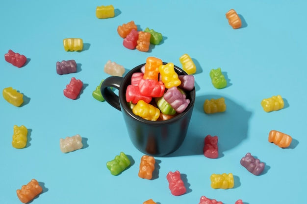 Still life of colorful gummy bears